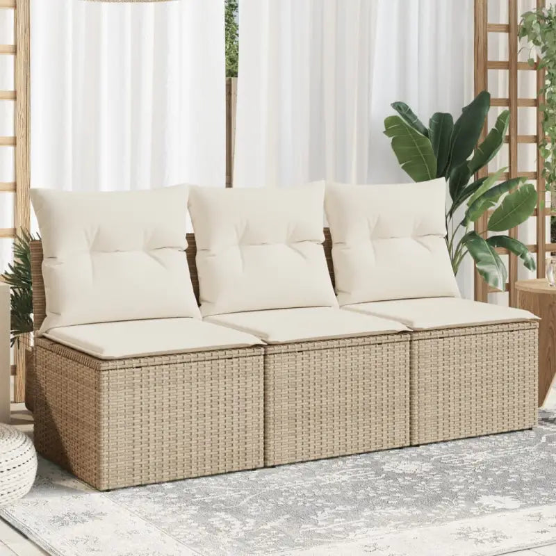 Comfortabele tuinbank van poly rattan met waterdichte zak voor buitengebruik - Beige / 1 / 3x midden - Loungebanken