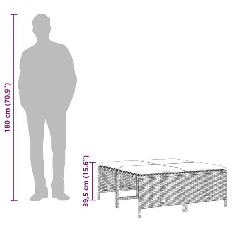 Comfortabele tuinpoefs met poly rattan en wasbare hoes - Tuinpoefs