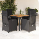 Comfortabele tuinset met poly rattan en gemakkelijk schoon te maken - Zwart / 90 cm tafellengte / Met voetensteun