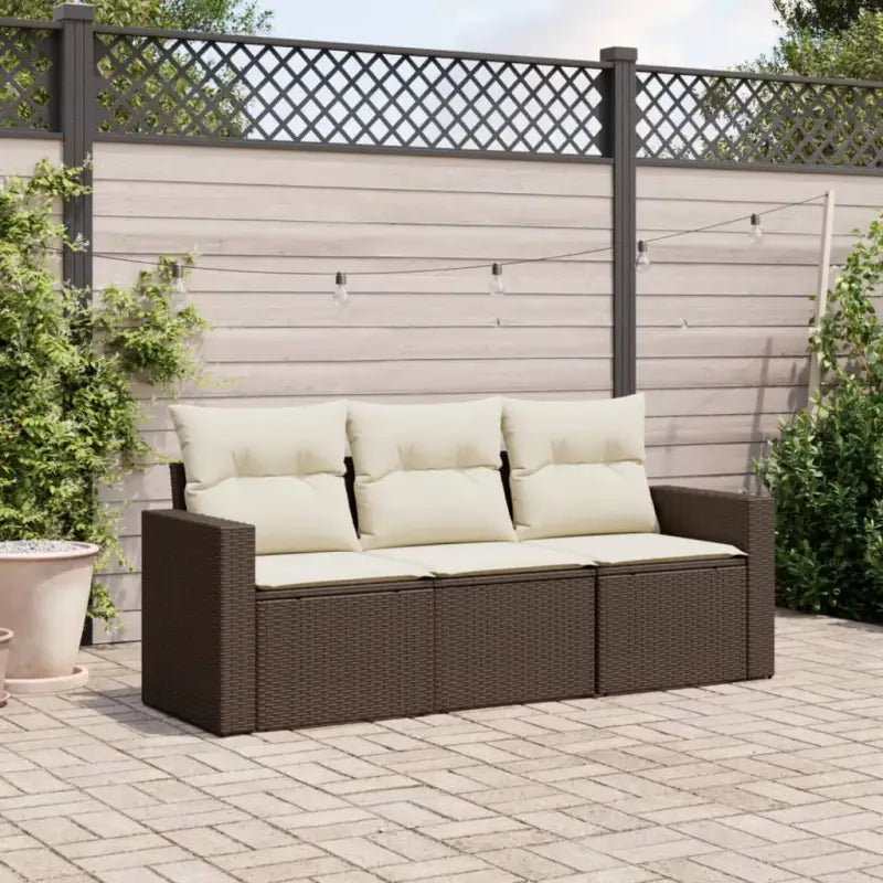 Comfortabele tuinset met poly rattan en gepoedercoat staal afmetingen - Bruin en crème / Zonder tafel - Tuinsets