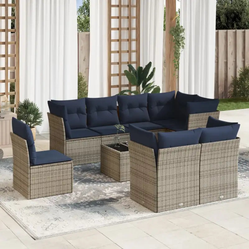 Comfortabele tuinset met waterdichte tas en grijs gepoedercoat staal - Grijs en blauw / Met tafel - Tuinsets