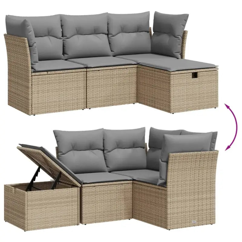 Comfortabele tuinset van gemengd beige materiaal met gepoedercoat staal - Tuinsets