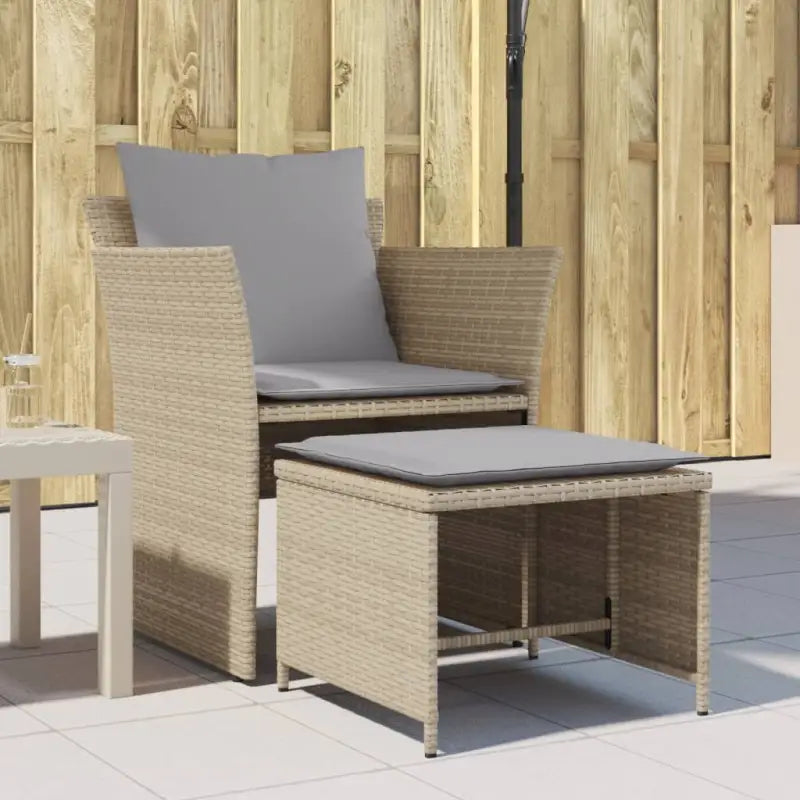 Comfortabele tuinstoel met poly rattan en zachte materiaal vulling - Beige en grijs - Tuinsets