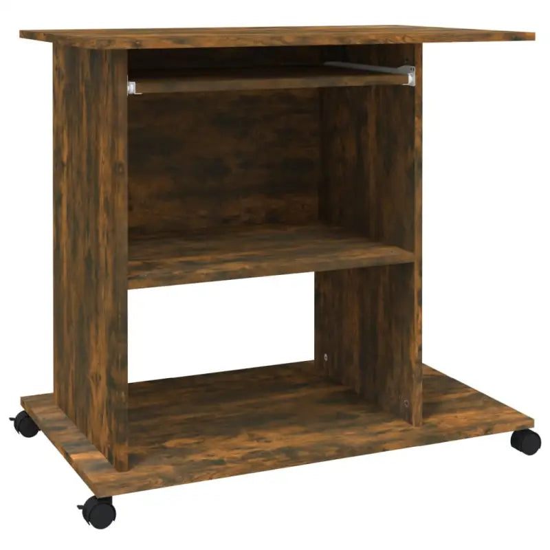Compact bewerkt hout bureau voor laptops en desktops met moderne uitstraling - Bureaus