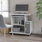 Compact bewerkt hout bureau voor laptops en desktops met moderne uitstraling - Wit - Bureaus