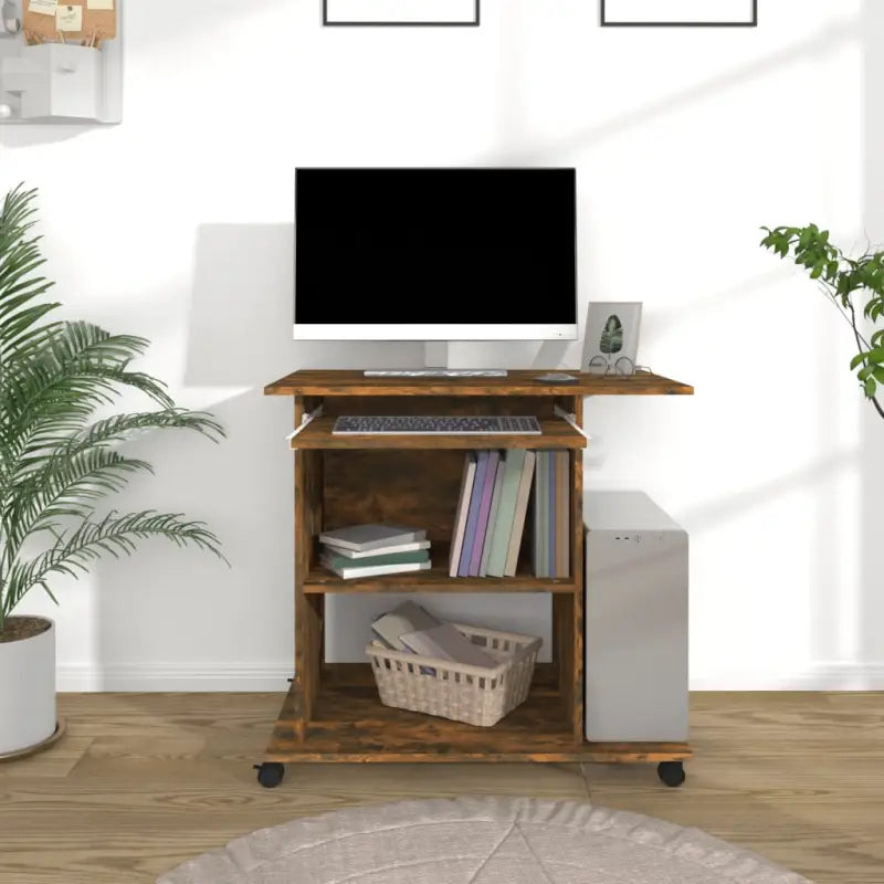 Compact bewerkt hout bureau voor laptops en desktops met moderne uitstraling - Bureaus