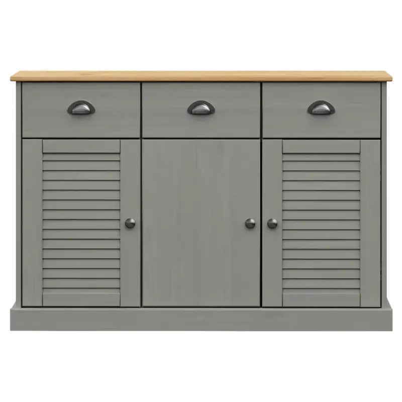 Compact dressoir met massief grenenhout en metalen handgrepen - Dressoirs & buffetkasten
