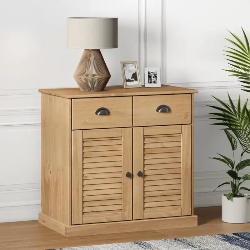 Compact dressoir met massief grenenhout en metalen handgrepen - Bruin / 1 - Dressoirs & buffetkasten