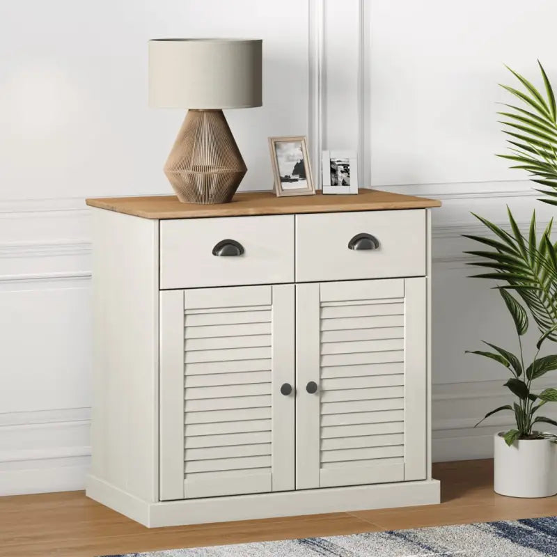 Compact dressoir met massief grenenhout en metalen handgrepen - Wit / 1 - Dressoirs & buffetkasten