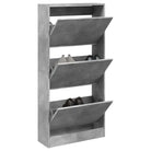 Compact schoenenkast van bewerkt hout voor smalle ruimtes - Betongrijs / 60 x 21 x 125.5 cm / 1 - Schoenenrekken