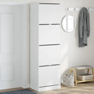 Compact schoenenkast van bewerkt hout voor smalle ruimtes - Wit / 60 x 42 x 204 cm / 1 - Schoenenrekken