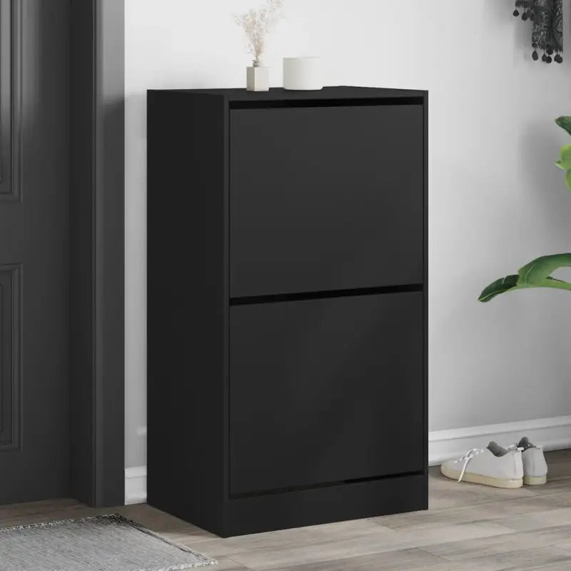 Compact schoenenkast van bewerkt hout voor smalle ruimtes - Zwart / 60 x 42 x 108 cm / 1 - Schoenenrekken
