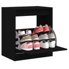 Compact schoenenkast van bewerkt hout voor smalle ruimtes - Zwart / 60 x 42 x 69 cm / 1 - Schoenenrekken