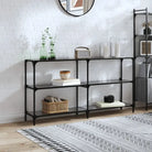 Consoletafel met glazen blad voor stijl en functionaliteit in je kamer - Zwart / 158.5 x 30 x 81 cm / 1 - Consoletafels