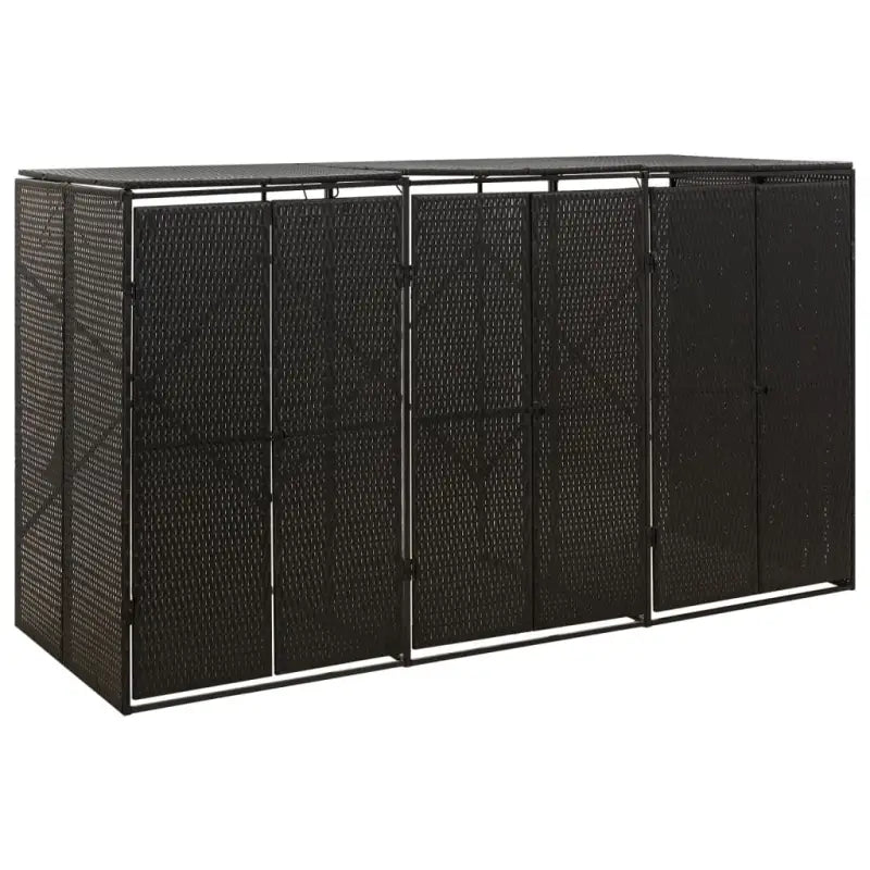 Containerberging van poly rattan voor in de tuin - Zwart / 3 containers / 1 - Containerbergingen