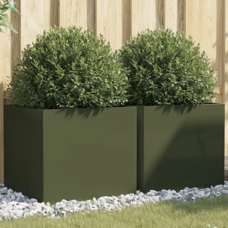 Cortenstalen plantenbakken voor tuin balkon en terras - Staal/Groen / 49 x 47 x 46 cm / 2 - Bloempotten & plantenbakken