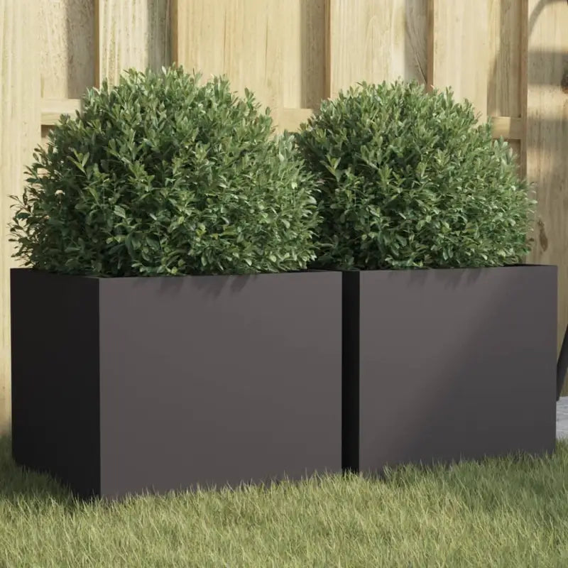 Cortenstalen plantenbakken voor tuin balkon en terras - Staal/Zwart / 32 x 30 x 29 cm / 2 - Bloempotten & plantenbakken