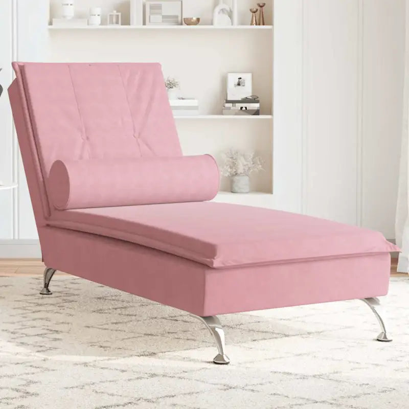 Decoratieve massage chaise longue met multiplex lattenbodem en fluweel gevoel - Roze / 1 - Chaises longues