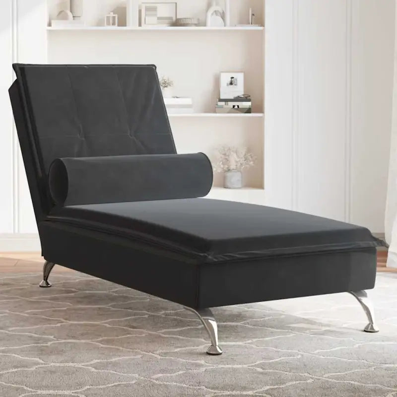 Decoratieve massage chaise longue met multiplex lattenbodem en fluweel gevoel - Zwart / 1 - Chaises longues