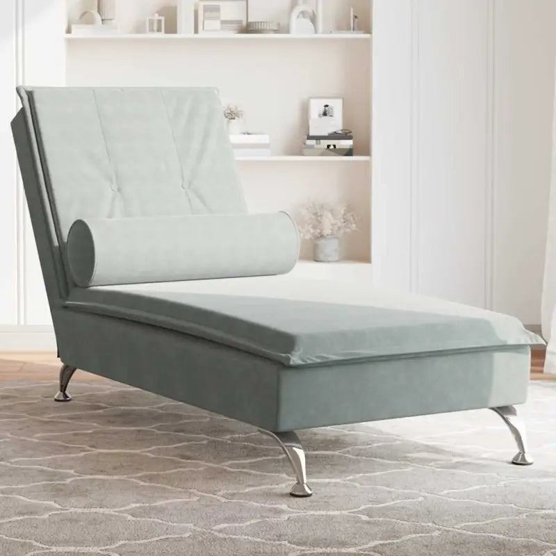 Decoratieve massage chaise longue met multiplex lattenbodem en fluweel gevoel - Lichtgrijs / 1 - Chaises longues