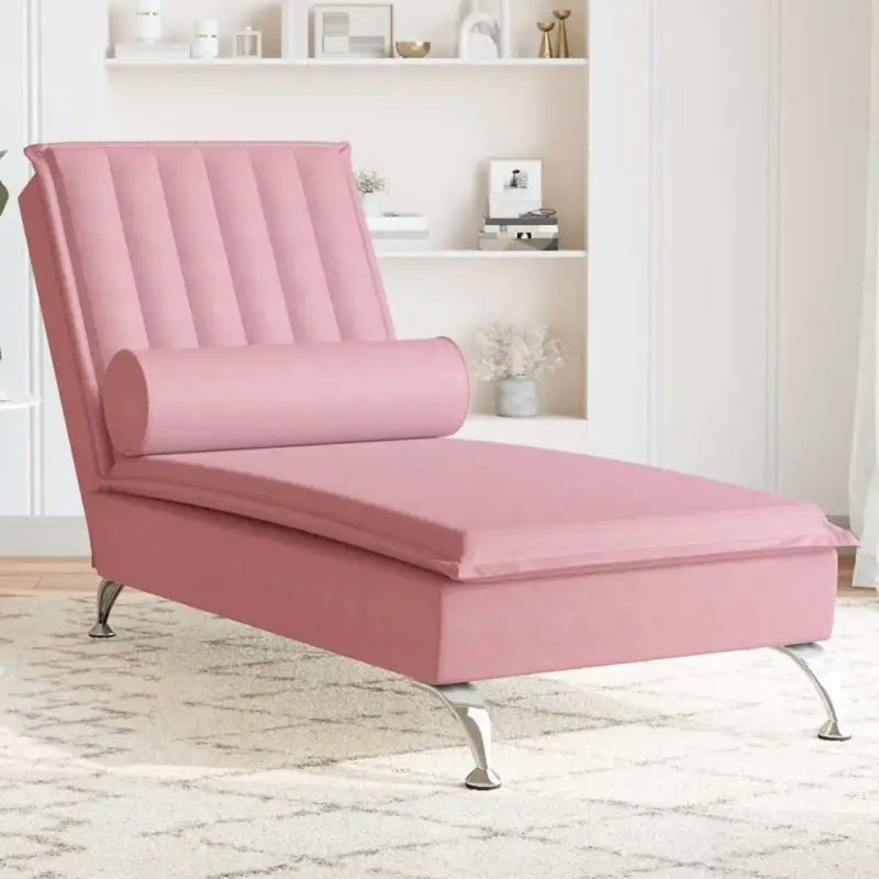 Decoratieve massage chaise longue met multiplex lattenbodem en zacht fluweel - Roze / 1 - Chaises longues