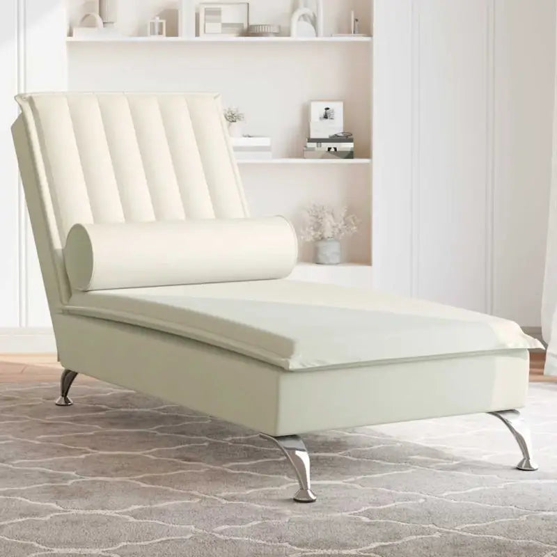 Decoratieve massage chaise longue met multiplex lattenbodem en zacht fluweel - Crème / 1 - Chaises longues