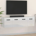 Decoratieve muuropbergkasten van bewerkt hout voor binnen en opbergruimte - Hoogglans wit / 80 x 35 x 36.5 cm / 1
