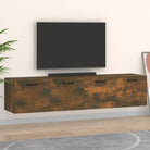 Decoratieve muuropbergkasten van bewerkt hout voor binnen en opbergruimte - Gerookt eiken / 60 x 36.5 x 35 cm / 1