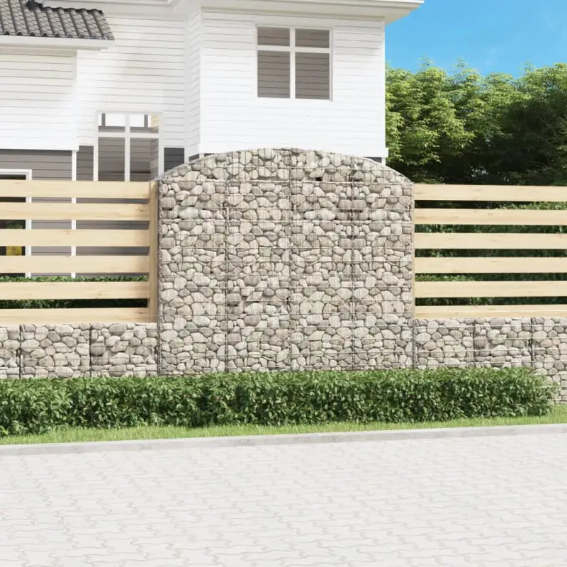 Decoratieve tuinbarrière van gegalvaniseerd ijzer met versterkte schanskorfhaken - 200 x 50 x 180/200 cm / 1