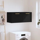 Decoratieve wandkast van bewerkt hout voor interieur en opslag - Zwart / 80 x 36.5 x 35 cm / 1 - Opbergkasten &