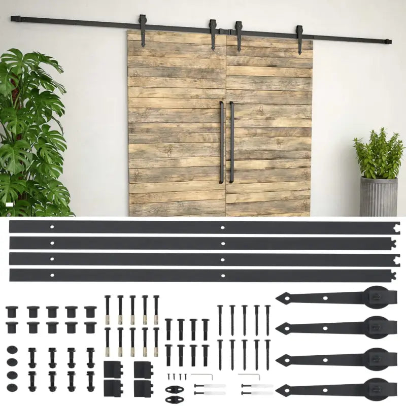 Deurkozijnen set met andere noodzakelijke onderdelen voor geruisloze schuifdeuren - Zwart / 183 cm / 2 - Deurkozijnen