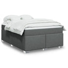 Donkerbruin boxspringbed met ademend vermogen en zachte materiaal vulling - Donkergrijs / 160 x 200 cm - Bedden &
