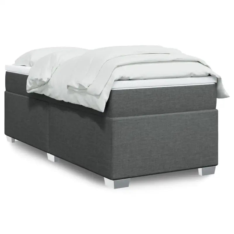 Donkerbruin boxspringbed met ademend vermogen en zachte materiaal vulling - Donkergrijs / 90 x 200 cm - Bedden &