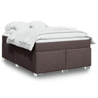 Donkerbruin boxspringbed met ademend vermogen en zachte materiaal vulling - Donkerbruin / 160 x 200 cm - Bedden &
