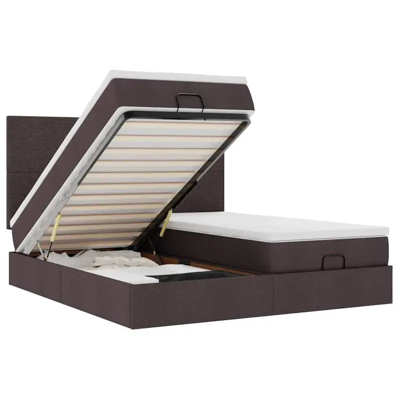 Donkerbruin ottomaans bed met ruime opbergruimte en comfort - Bedden & bedframes