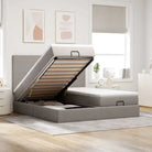 Donkerbruin ottomaans bed met ruime opbergruimte en comfort - Taupe / 200 x 200 cm / Effen ontwerp - Bedden & bedframes