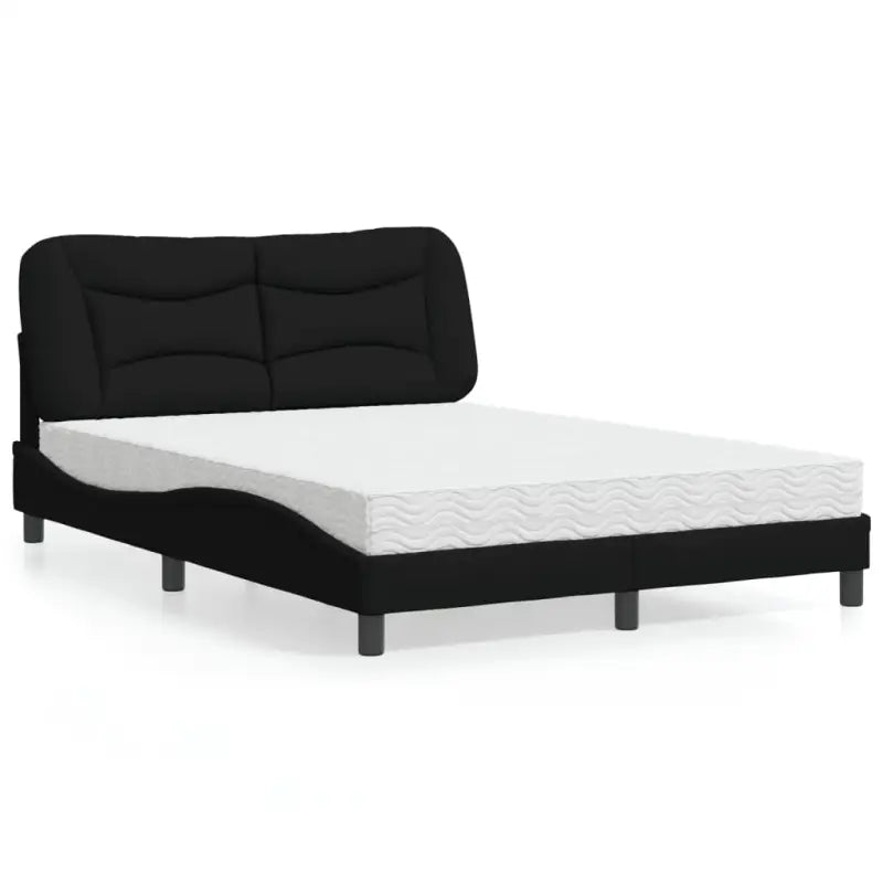 Donkergrijs bed met multiplex lattenbodem en 22d pu-schuim matras - Zwart / 140 x 200 cm - Bedden & bedframes