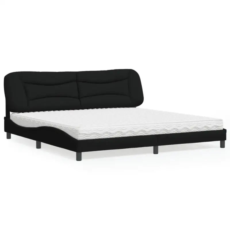 Donkergrijs bed met multiplex lattenbodem en 22d pu-schuim matras - Zwart / 200 x 200 cm - Bedden & bedframes