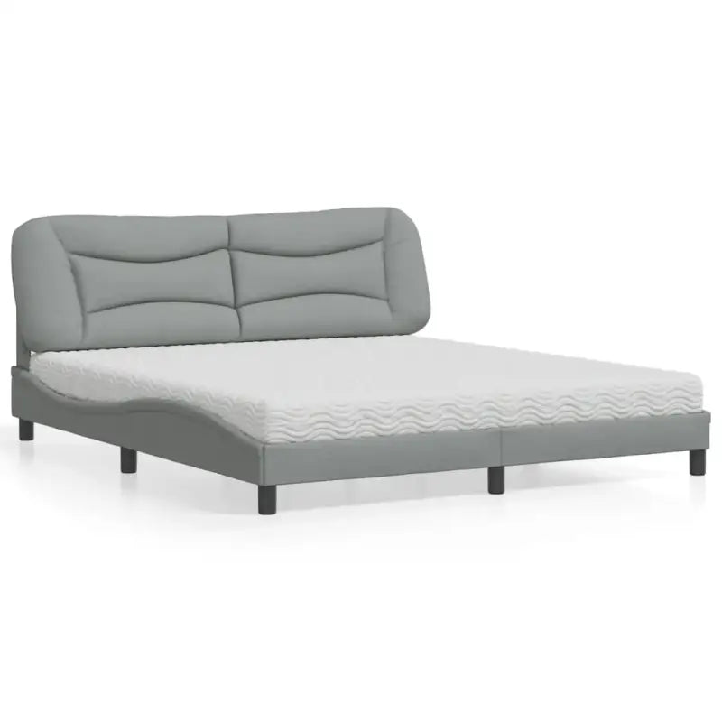 Donkergrijs bed met multiplex lattenbodem en 22d pu-schuim matras - Lichtgrijs / 180 x 200 cm - Bedden & bedframes