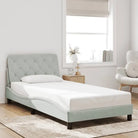 Donkergrijs bedframe met hoofdeinde en multiplex lattenbodem - Lichtgrijs / 100 x 200 cm - Bedden & bedframes