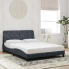 Donkergrijs bedframe met hoofdeinde en multiplex lattenbodem - Donkergrijs / 140 x 200 cm - Bedden & bedframes