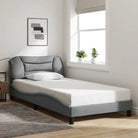 Donkergrijs bedframe met hoofdeinde en multiplex lattenbodem - Lichtgrijs / 100 x 200 cm - Bedden & bedframes