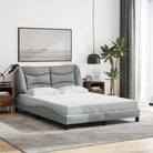 Donkergrijs bedframe met hoofdeinde en multiplex lattenbodem - Lichtgrijs / 140 x 200 cm - Bedden & bedframes