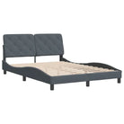 Donkergrijs bedframe met hoofdeinde en multiplex lattenbodem - Bedden & bedframes