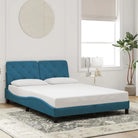 Donkergrijs bedframe met hoofdeinde en multiplex lattenbodem - Blauw / 140 x 200 cm - Bedden & bedframes