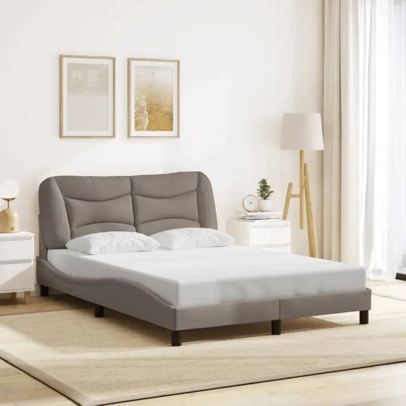 Donkergrijs bedframe met hoofdeinde en multiplex lattenbodem - Taupe / 140 x 190 cm - Bedden & bedframes