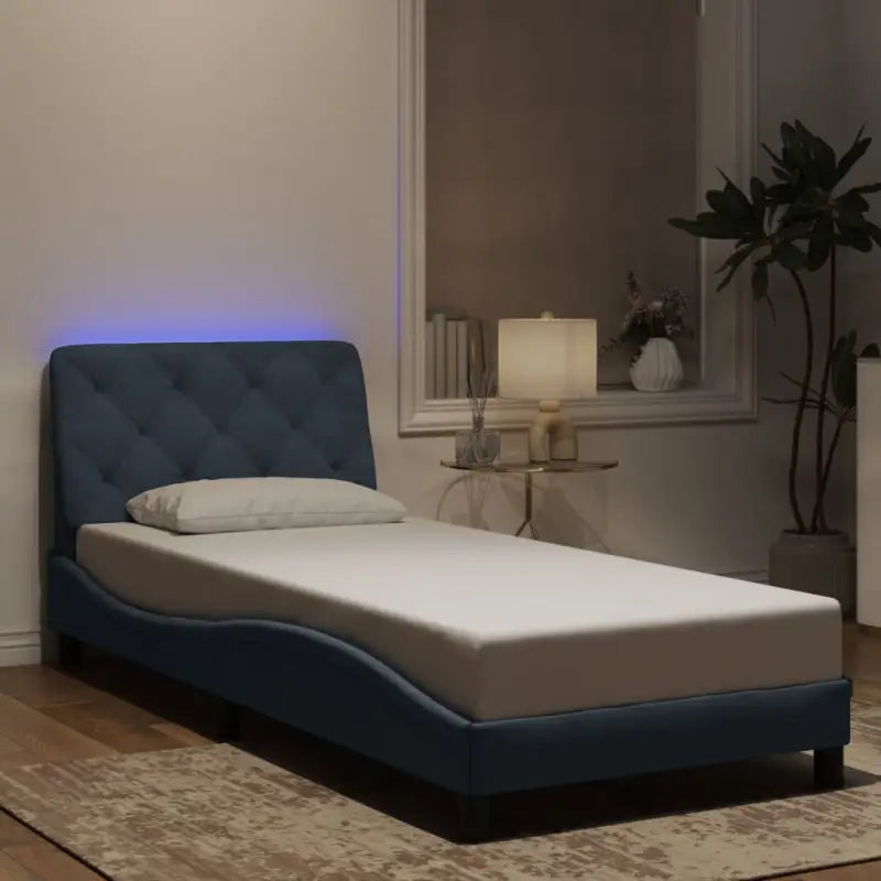 Donkergrijs bedframe met LED-verlichting en multiplex lattenbodem - Donkergrijs / 90 x 200 cm - Bedden & bedframes