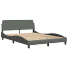 Donkergrijs bedframe met multiplex lattenbodem en hoofdeindekussen - Bedden & bedframes