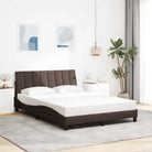 Donkergrijs bedframe met multiplex lattenbodem en hoofdeindekussen - Donkerbruin / 140 x 190 cm - Bedden & bedframes