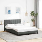 Donkergrijs bedframe met multiplex lattenbodem en hoofdeindekussen - Bedden & bedframes
